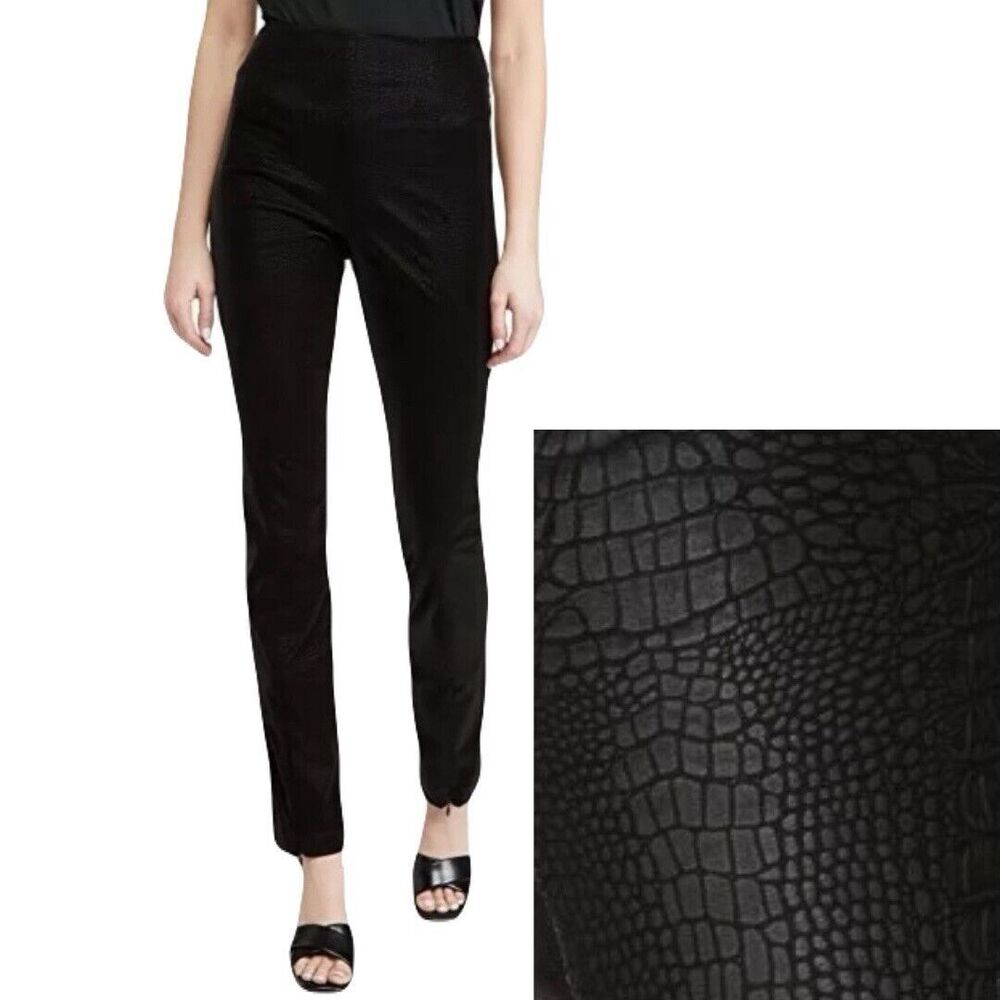 Good American Womens Size 2 Black Faux Leather The Croc Exec High Waist Pant EUC